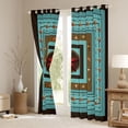 thumbnail image 3 of Homewish Rustic Texas Stars Black Out Curtains, Western Cowgirl Cowboy Curtains Pack of 2 (42x63 Each), Teal Bohemian Style Bedroom Curtains, Black Out Curtains Room Decor, 3 of 5