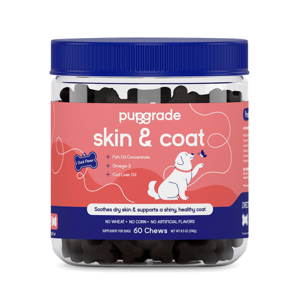 PupGrade Skin & Coat Soft Chews for Dogs - Omega-3s & Antioxidants for Occasional Itchy Skin, 60 Count