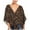 Brown, variant on Women's Plus Size V Neck Blouses Tie Knot Front Summer Chiffon Tops Loose 3/4 Batwing Sleeve Drop Shoulder Shirts