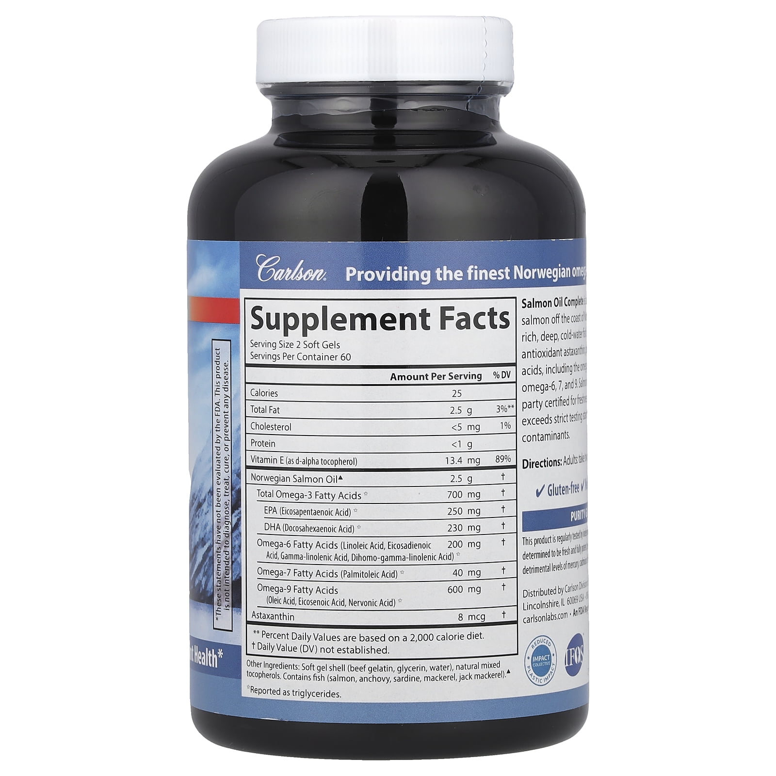 Carlson Salmon Oil - 180 soft gels