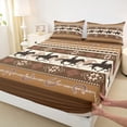thumbnail image 3 of Homewish Retro Bohemian Aztec Bed Sheets for Adult, Tribal Triangle Abstract King Sheets, Cowgirl Cowboy Sheet Set, Breathable Home Decor, 4-Piece, 3 of 7
