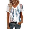 thumbnail image 4 of Dressy Blouses for Women Short Sleeve Soft V Neck Tee Casual Summer Tops Fashion Printed Tshirts Ladies Tops and Blouses, 4 of 5
