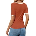 thumbnail image 3 of Women's Short Sleeve Crewneck Slim Fit T Shirt Summer Basic Casual Color Block Tee Tops, 3 of 6