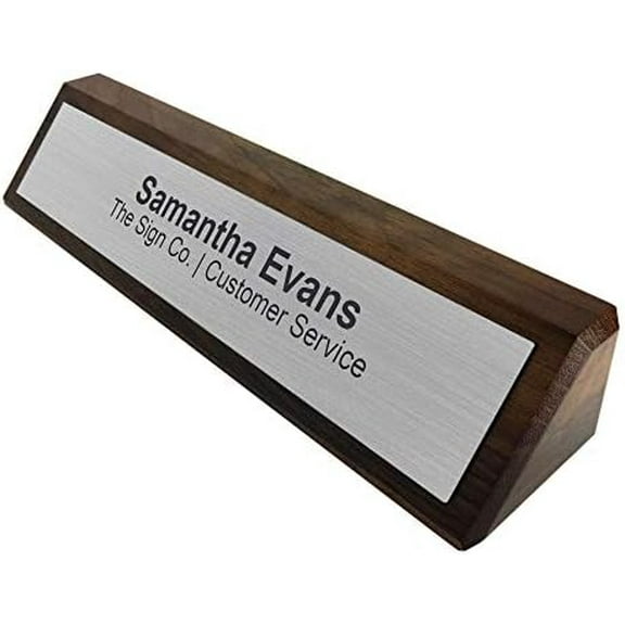 Personalized Office Name Plate for Desk -  Name Plate Walnut - Free Engraving