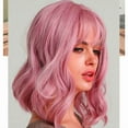 thumbnail image 4 of DOPI Women's Fantasy Pink Hair Wig With Curly Blowable Medium Length, 4 of 8