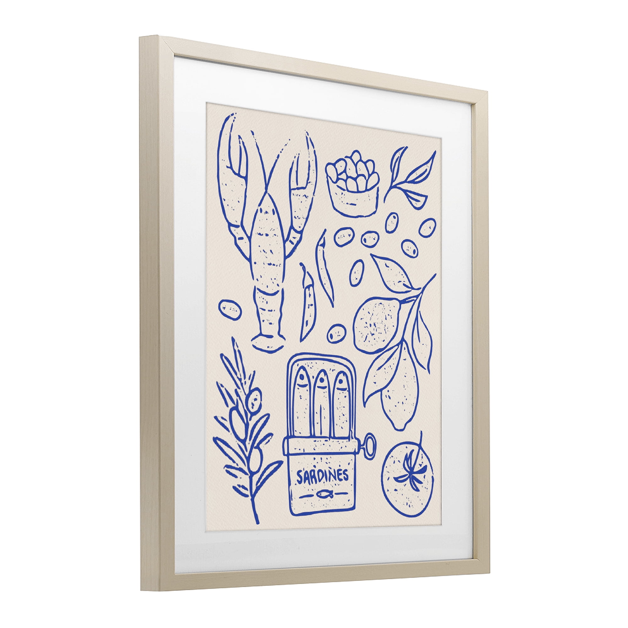 Stupell Industries Seafood & Herbs Simplicity Birch Framed Print Under Glass, design by Camila Juncos