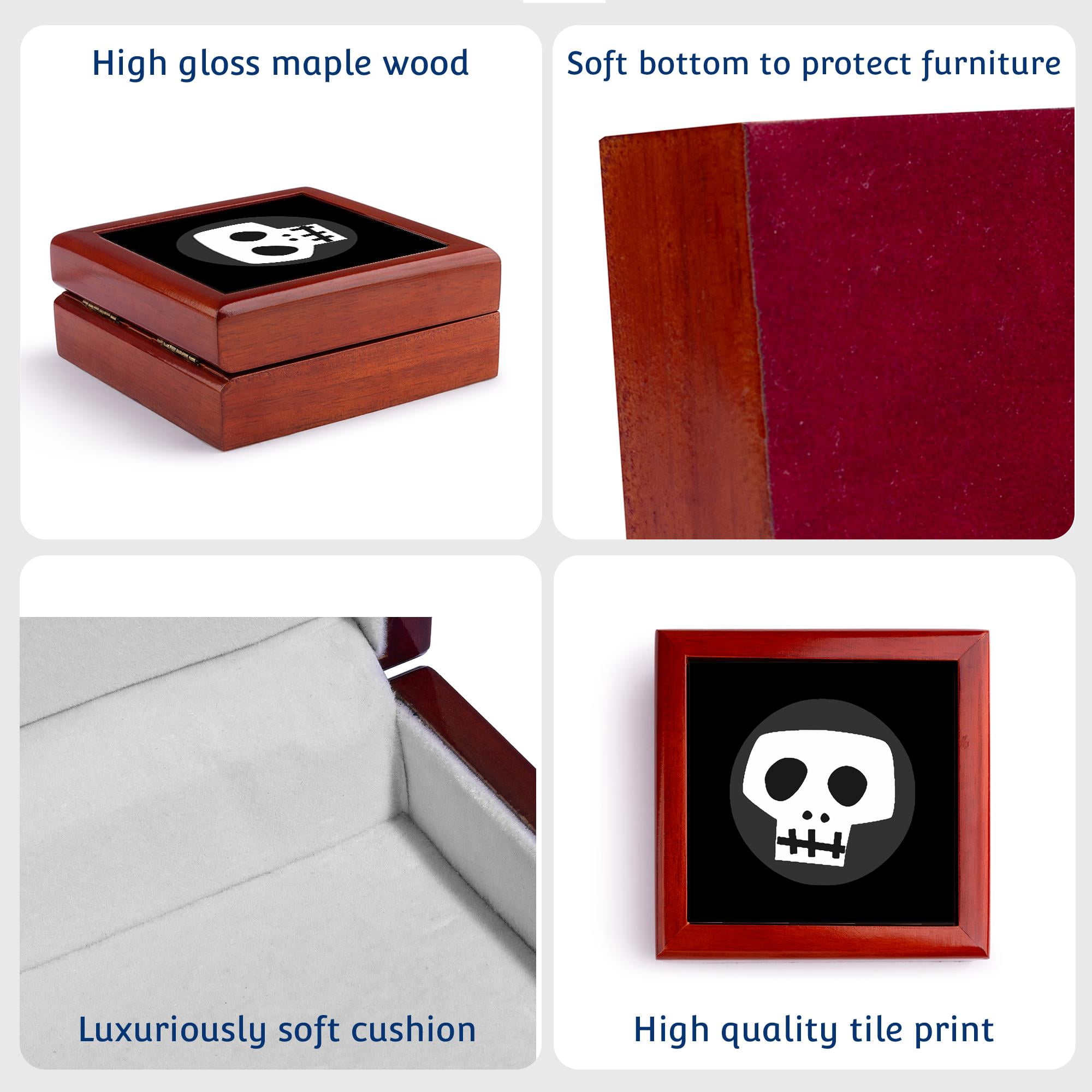 3dRose, Skull, Jewelry Box 5.5x5.5 inch with 4 inch tile