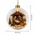 thumbnail image 3 of Lighted Christmas Ball Ornaments with 3D Nativity Scene, 1 Piece, Clear with Gold Cap, for Christian Home, Christmas Decoration, 3 of 4