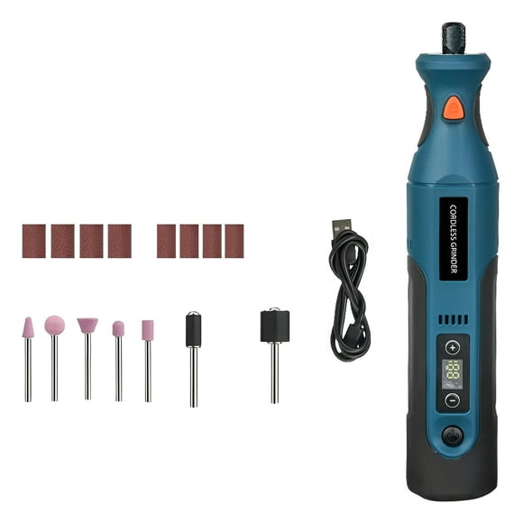 7.4V Cordless Mini Electric Drill Grinder Kit with 1100mAh Battery - 12-Speed (5000-25000RPM), 50W Power, 3.2mm Collet, 15-Piece Accessories for Grinding, Polishing, Engraving, Drilling, Cutting -