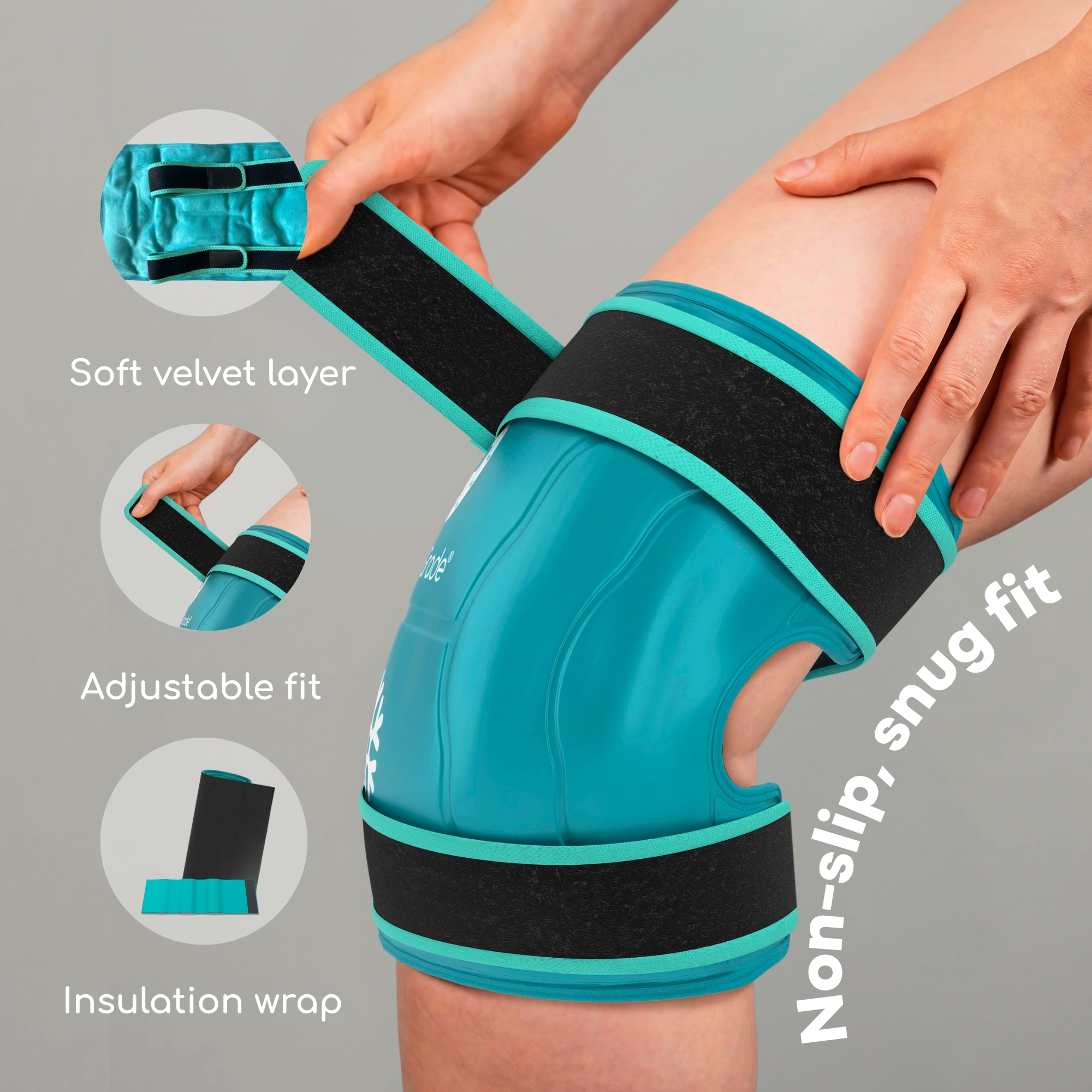 Medi Grade Knee Ice Gel Pack - Reusable Ice Pack for Injuries and Surgery Recovery - Dual-Fabric Knee Ice Pack Wrap with Cold-Retention Wrap
