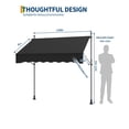 thumbnail image 3 of BouPower 118"x118" Manual Retractable Awning, Freestanding Patio Awning with Crank Handle, Waterproof Retractable Shades Awnings with Height & Angle Adjustable, for Balcony, Deck, Grey/Black/Khaki, 3 of 7