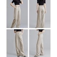 thumbnail image 4 of PUWEI Women's Cotton Linen Casual Pants Button up High Waist Wide Leg Trousers with Pockets, 4 of 7