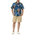 thumbnail image 2 of CAMISAS DE HOMBRE CORTAS DE INSPIRACIÓN CHIC, CON ESTAMPADO FLORAL, BOTONES EN LA PARTE FRONTAL, PLAYERA DE PLAYA HAWAIANA 38 AZUL MARRÓN, 2 of 6