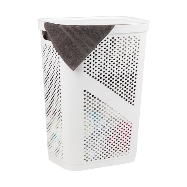 60L Slim Laundry Hamper, Clothes Basket, Lid, Ventilated, Plastic, 17.25"L x 13.75"W x 23.5"H