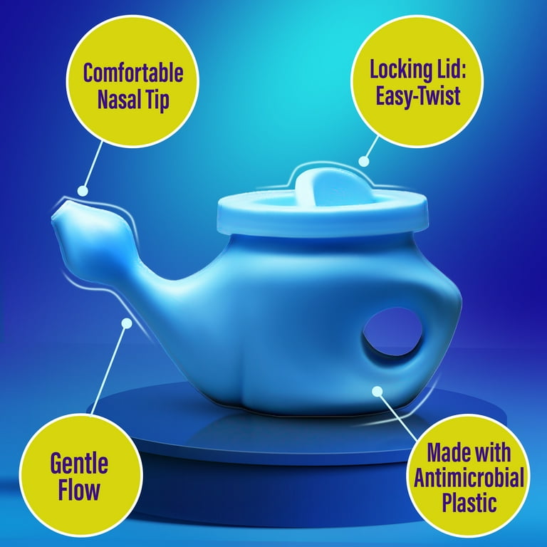 Equate Neti Pot with 50 Saline Packets Nasal Wash System for Sinus Congestion - Blue