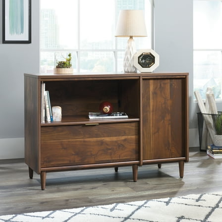 Sauder Clifford Place Storage Credenza with Lateral File Cabinet, Grand Walnut Finish