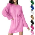 thumbnail image 5 of Yangnuo Womens Fashion Casual Solid Color Sweaters Dresses Women's Long Sleeved Round Neck Knitted Sweater Pullover Sweater, 5 of 5