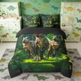 thumbnail image 3 of Erosebridal 3D Tyrannosaurus Rex Bedding Comforter Set for Kids, Green Jungle Leaves Full Bedding Set, 3 of 6