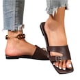 thumbnail image 2 of Domuza Flat Slides for Women Lightweight Non-Slip Solid Color Square Toe Slip-On Sandals for Home Beach Pool Shower Coffee 9（EU-42）, 2 of 6