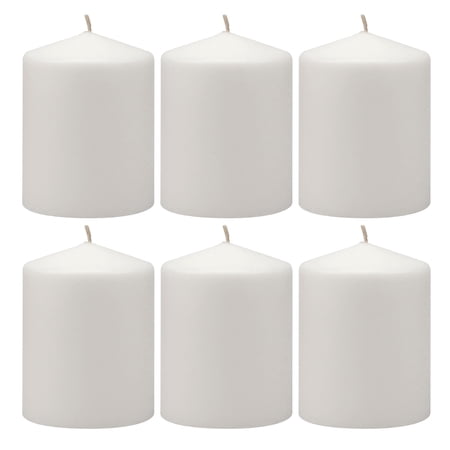 Stonebriar Collection Unscented White Pillar Candle, 6-Pack, 3" x 4", 35-Hour Burn Time