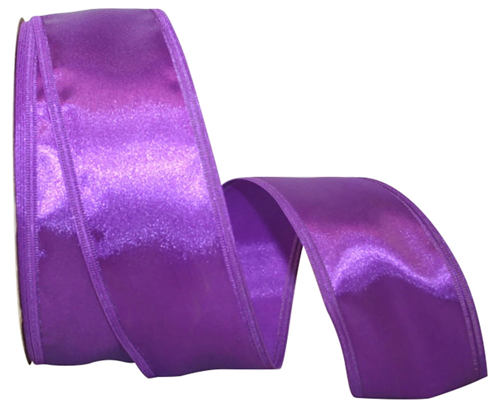 Rectangle Ribbon Purple Reliant Ribbon - 5102W-064-16K, Soft Satin Ez Wired Edge Ribbon, Purple ...