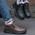 thumbnail image 4 of Men's Faux Leather Slip On Winter Snow Boots Warm Fleece Lined Ankle Booties Comfortable Outdoor Non Slip Work Shoes Black Size 8.5, 4 of 9