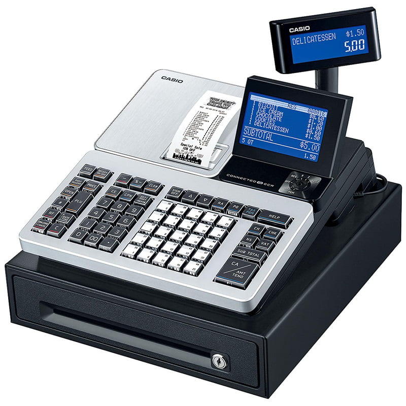 Casio PCR-T540SV-SR Cash Register, Bluetooth Capabilities 10-Line LCD  Display