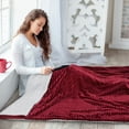 thumbnail image 7 of PAVILIA Reversible Sherpa Fleece Throw Blanket Wine Red Burgundy, Plush Flannel Throw, Ultra Soft Warm Ribbed Microfiber Blanket for Sofa Couch Bed, Luxury Thick Striped Blanket, Red, 50x60, 7 of 7