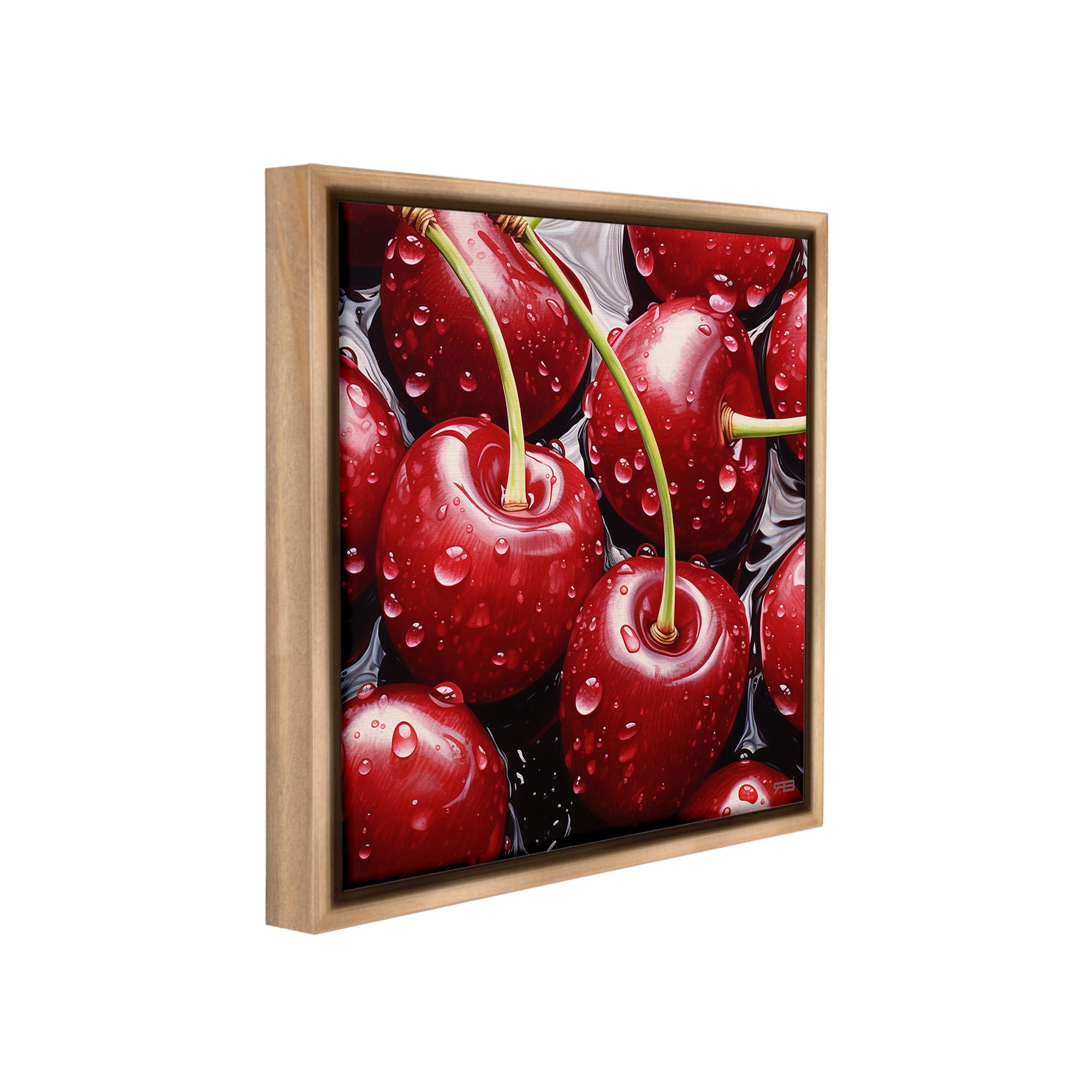 Stupell Industries Juicy Summer Cherries Food & Beverage Painting Brown Floater Framed Canvas Art Print Wall Art, 25 x 25