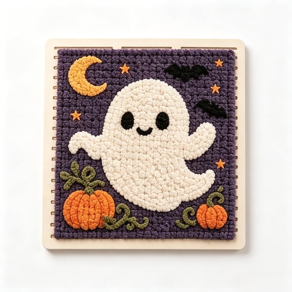 PSVFUJZ Crochet Kit for Beginners, Halloween DIY Weaving Set, DIY Cloth Halloween Ornaments, Handmade Painting Material Pack for Beginner Skill Training Halloween Desktop Home Decoration(Ghost)