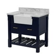 thumbnail image 4 of Charlotte 36" Farmhouse Bathroom Vanity with Royal Blue Cabinet and Carrara Marble Top, 4 of 6