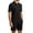 Black, variant on Dwelliawo Men's Textured Polo Shirt And Shorts Set, 2 Piece Summer Casual Outfit, Breathable V Neck Knit Tracksuit For Daily Wear Black M