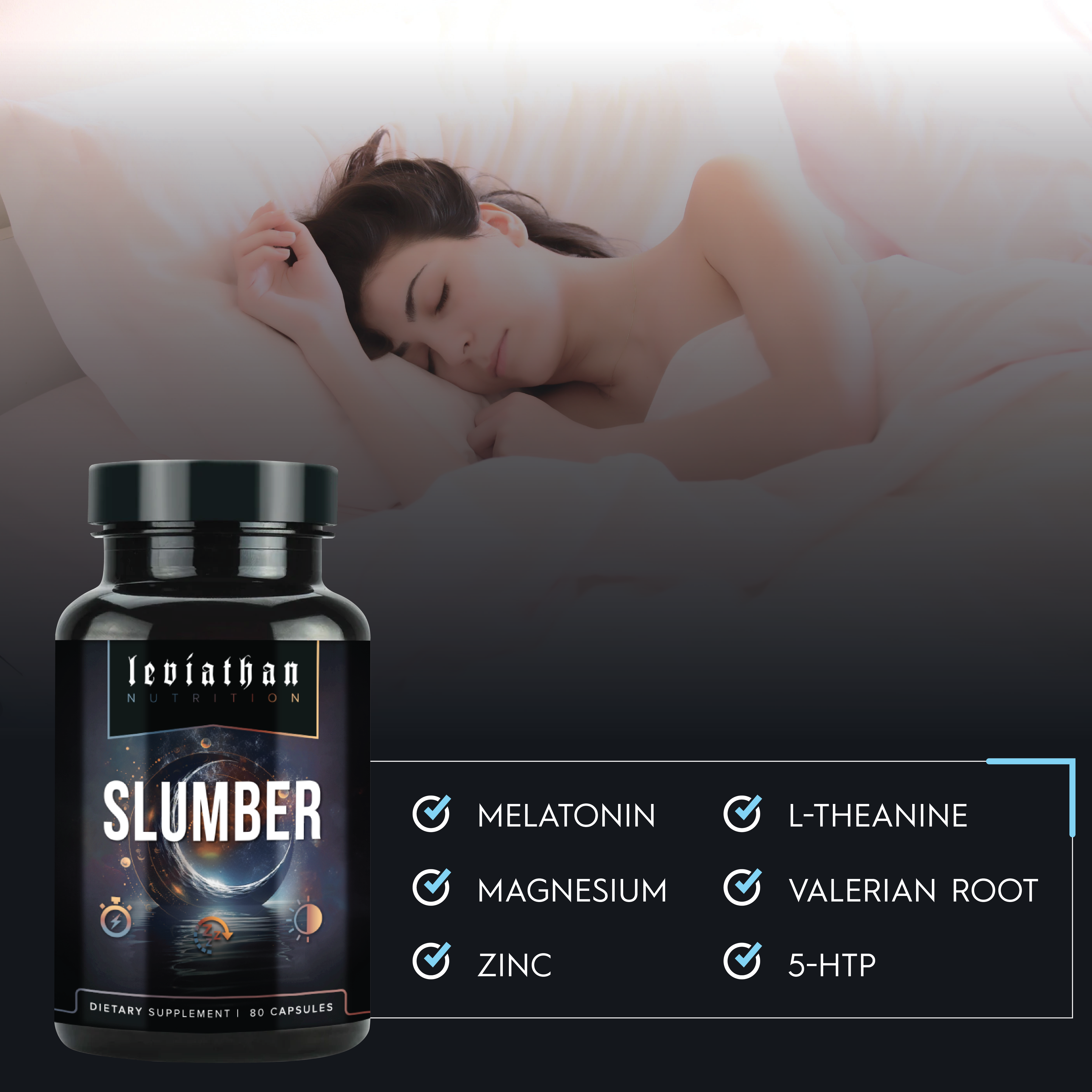 Leviathan Nutrition Slumber | Natural Sleep Aid with 5-HTP, Magnesium, Melatonin, Valerian Root