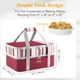 thumbnail image 2 of Double Decker Insulated Casserole Carrier for Hot or Cold Food, Lasagna Lugger Tote for Potluck Parties/Picnic/Cookouts, Fits 9"×13" Baking Dish, Red, 2 of 8