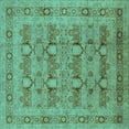 thumbnail image 1 of Ahgly Company Machine Washable Indoor Square Oriental Turquoise Blue Traditional Area Rugs, 4' Square, 1 of 4