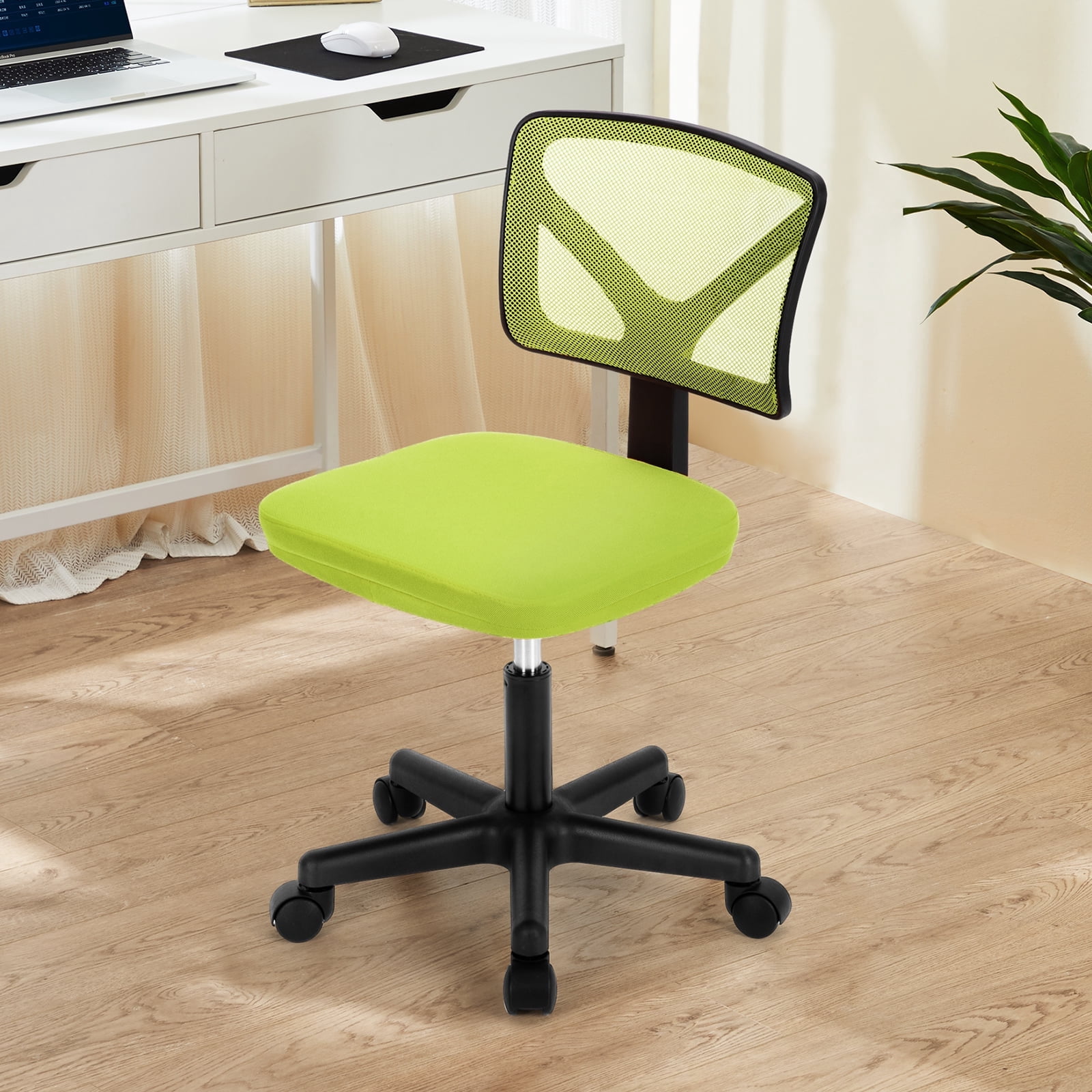 CONCETTA Armless Office Computer Desk Chair, Ergonomic Low-Back Mesh Rolling Work Swivel Chairs with Wheels, Green