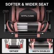 GTPLAYER Gaming Chair with Footrest PU Leather Office Chair with Adjustable Headrest, Pink