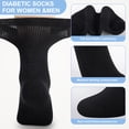thumbnail image 3 of Loritta Diabetic Socks for Women Loose Fit Diabetic-Friendly Womens Crew Socks 4 Pairs Non-Binding Top Women's Socks , Black, 3 of 8