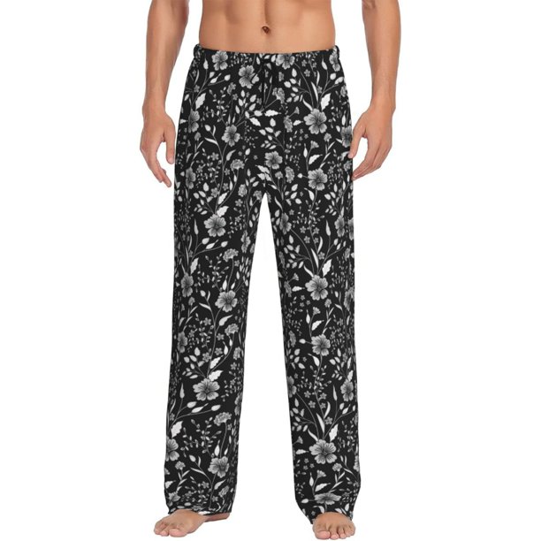 Fotbe Daisies Flowers Pantalones de Pijama para Hombre, Pantalones de Dormir, Pantalones de Casa con Cintura Ajustable y Bolsillos-Small