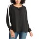 thumbnail image 1 of Rachel Roy blusa con botones y mangas a rayas para mujer, negro, mediano, 1 of 1