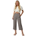 thumbnail image 5 of Cropped Pants Womens Petite Linen Pant 2026 Lightweight Elastic Waist Wide Leg Mid Calf Length Summer Beach Dress Capris Gray XL, 5 of 6