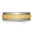 thumbnail image 3 of Titanium 7mm Yellow IP-plated X Design Grooved Satin Band, 3 of 6