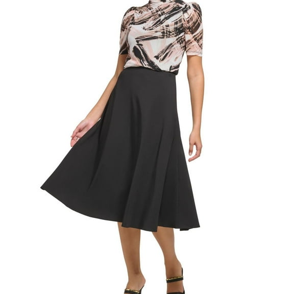 DKNY Womens Pull On Circle A-line Skirt, Black, Petite, PP/PXS