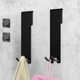 thumbnail image 1 of Ganchos para puerta de ducha, 4 piezas, gancho doble de acero inoxidable para pared de ducha, colgador de toallas, sin perforaciones, sin marco para baño, color negro, 1 of 5