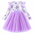 thumbnail image 2 of Lanbubble Toddler Girls Long Sleeve Dress Floral Tulle Dress with Ruffle Shoulders, 3-7 Years, 2 of 7