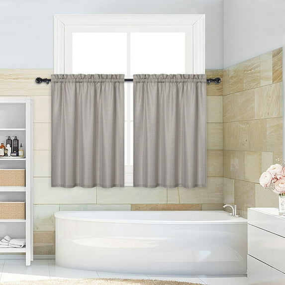 LingStar Waffle Weave Waterproof Short Window Curtains Rod Pocket Valance,30"x36"x2,Taupe