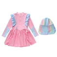 thumbnail image 6 of Baby Girl Swimsuit Girl's Long Sleeve Ruffle Dress Style One Piece Swimsuits Girls' Swimwear Pink 8-10 Years, 6 of 6
