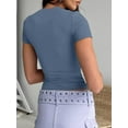 thumbnail image 2 of Women's Casual Basic Going Out Crop Tops Slim Fit Short Sleeve Crew Neck Tight T Shirts, 2 of 3