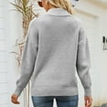 thumbnail image 3 of Homgro Women's V Neck Pullover Sweater Ladies Casual Mock Neck Quarter Zip Up Knit Sweater Winter Warm Thermal Zipper Knitted Long Sleeve Loose Fit Pullovers Knitwear Grey X-Large, 3 of 3