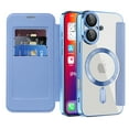 thumbnail image 4 of for iPhone 16 Plus Wallet Case with RFID Blocking Credit Card Holder,Compatible with MagSafe,PU Leather Flip Kickstand Shockproof Cover Women Men for iPhone 16 Plus Phone case,Blue, 4 of 8